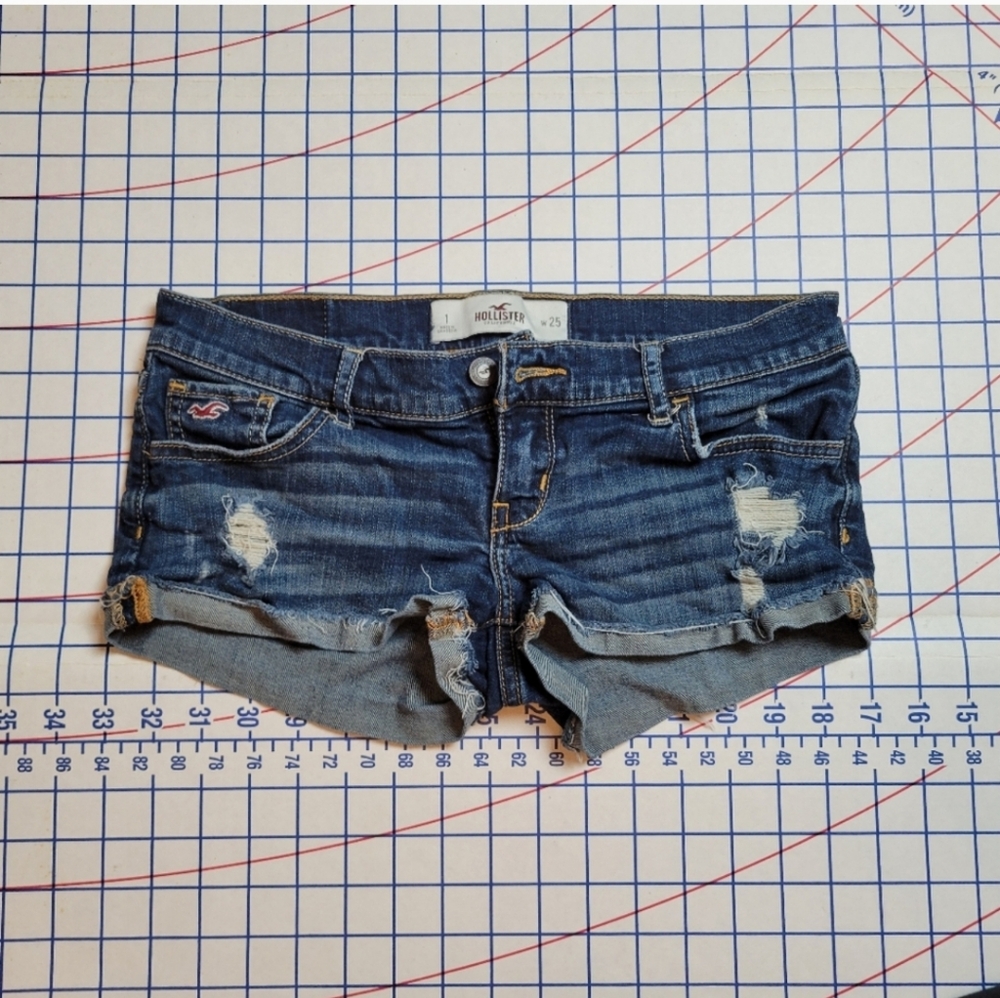 Hollister Blue Jean Shorts Distressed Cut-Off Style